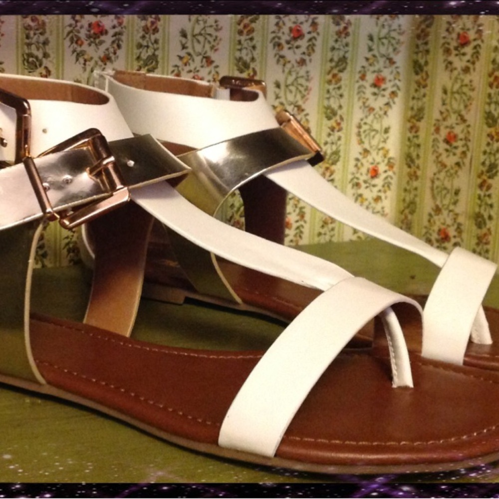 Stylish White and Silver Sandals